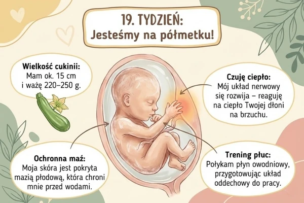 19 Dziewiętnasty tydzień ciąży - Objawy i zmiany w organizmie